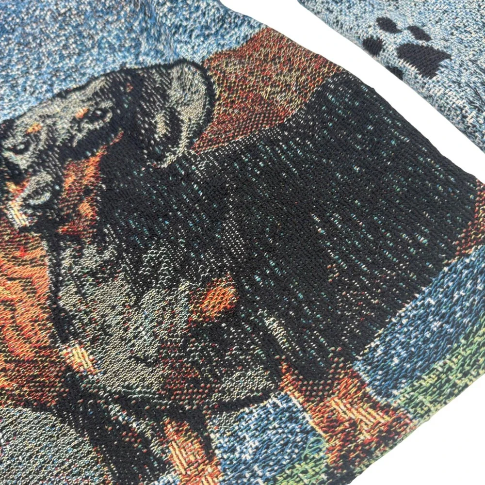 Vintage Cardigan Dachshund Weiner Dog Sweater Sugar Street Weavers Button Medium - Picture 6 of 12